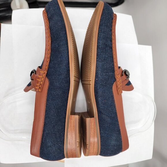 BESPOKE‎ Designed by Ravi Custom Denim Horse Bit Loafers Shoes NWOB 9ish main image 7